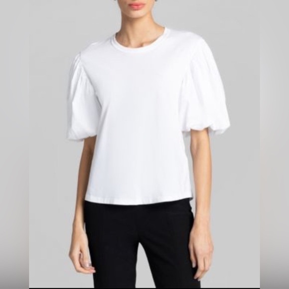 A. L. C. Cassandra White Puff Sleeve Tee - Picture 1 of 8